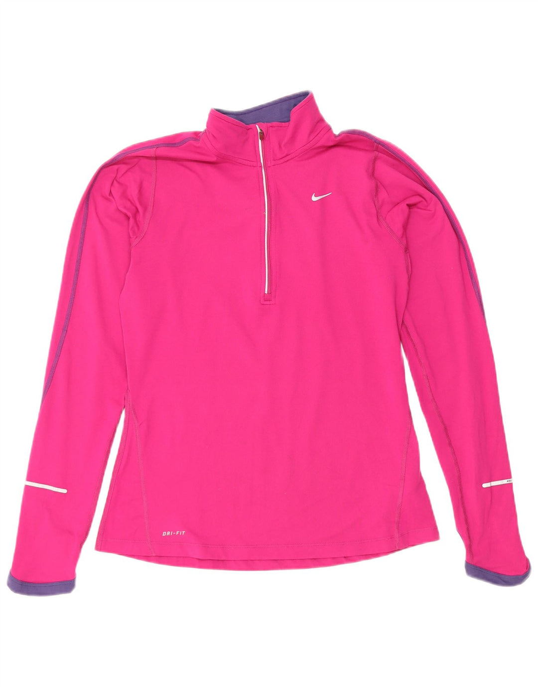 Nike Womens Dri Fit Zip Neck Pullover Tracksuit Top UK 10 Small Pink