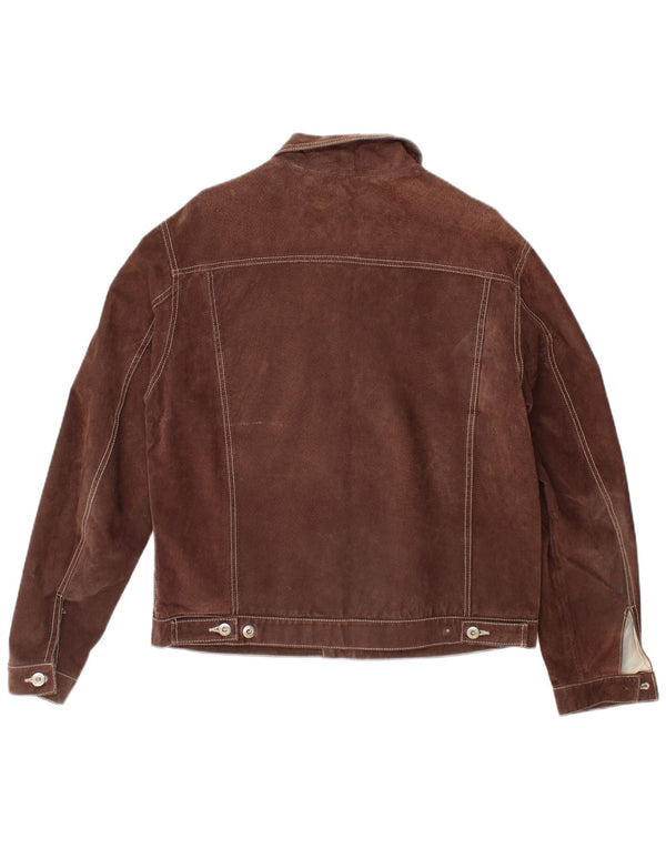 Metropolitan Mens Bomber Suede Jacket IT 48 Medium Brown Δερμάτινο