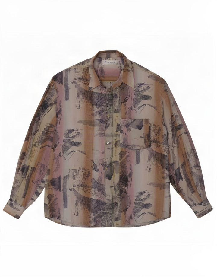 Touche Mens Abstract Pattern Shirt Large Multicoloured Viscose
