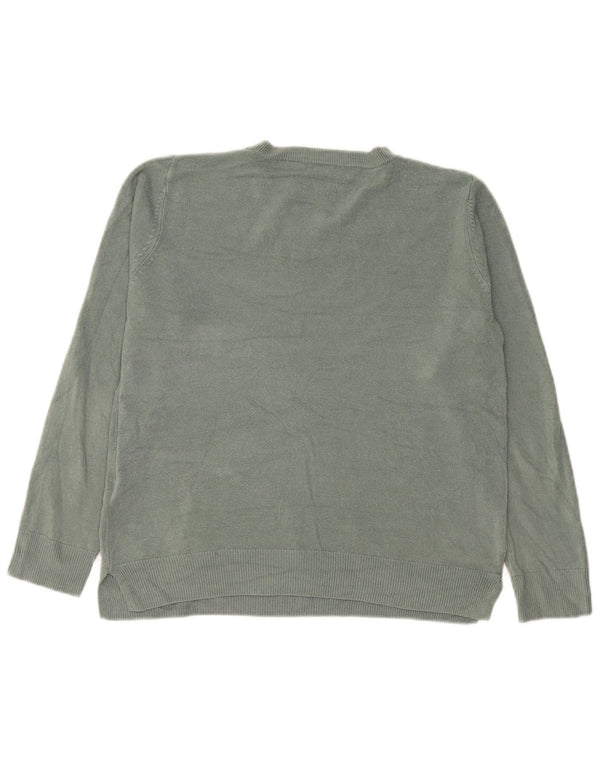 Marks & Spencer Womens Crew Neck Jumper Sweater UK 14 Large Green Acrylic