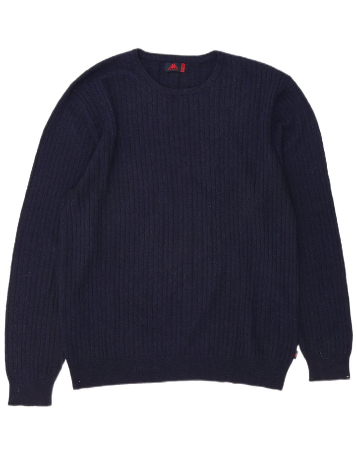 Kappa Mens Crew Neck Jumper Sweater 2XL Navy Blue Wool