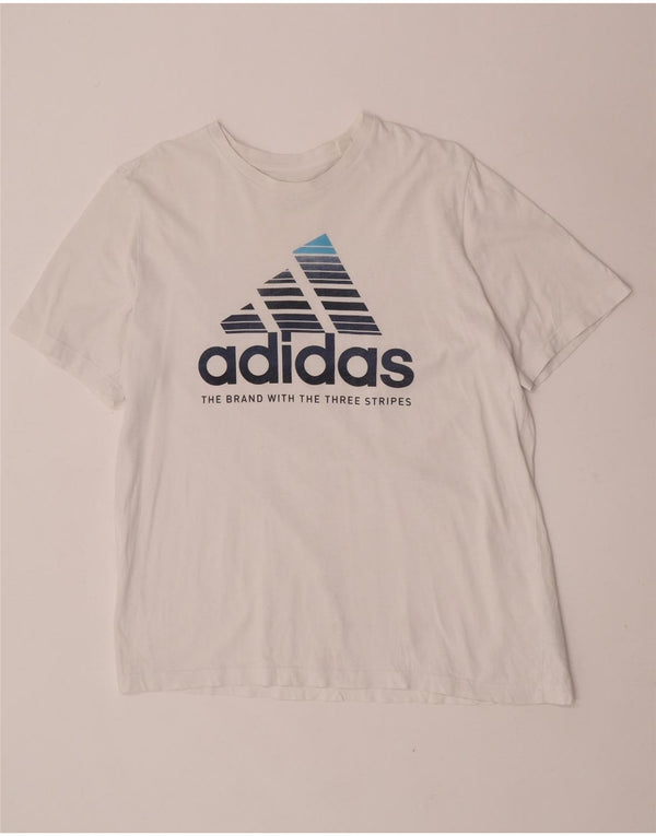 Adidas Mens Graphic T-Shirt Top Grande Algodão Branco