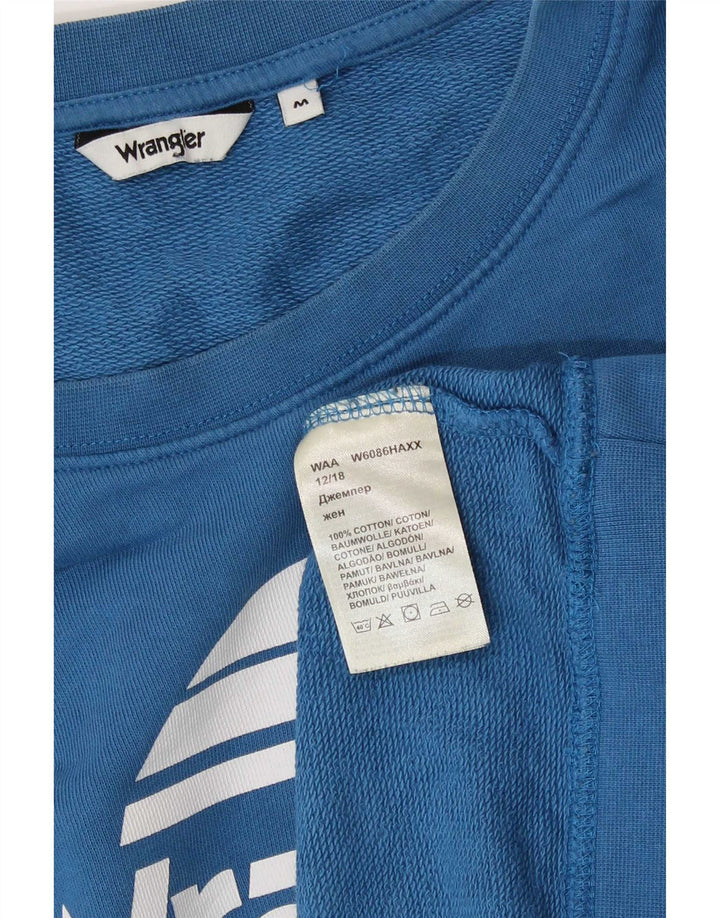 Wrangler Womens Graphic Sweatshirt Jumper UK 14 Medium Blue Cotton