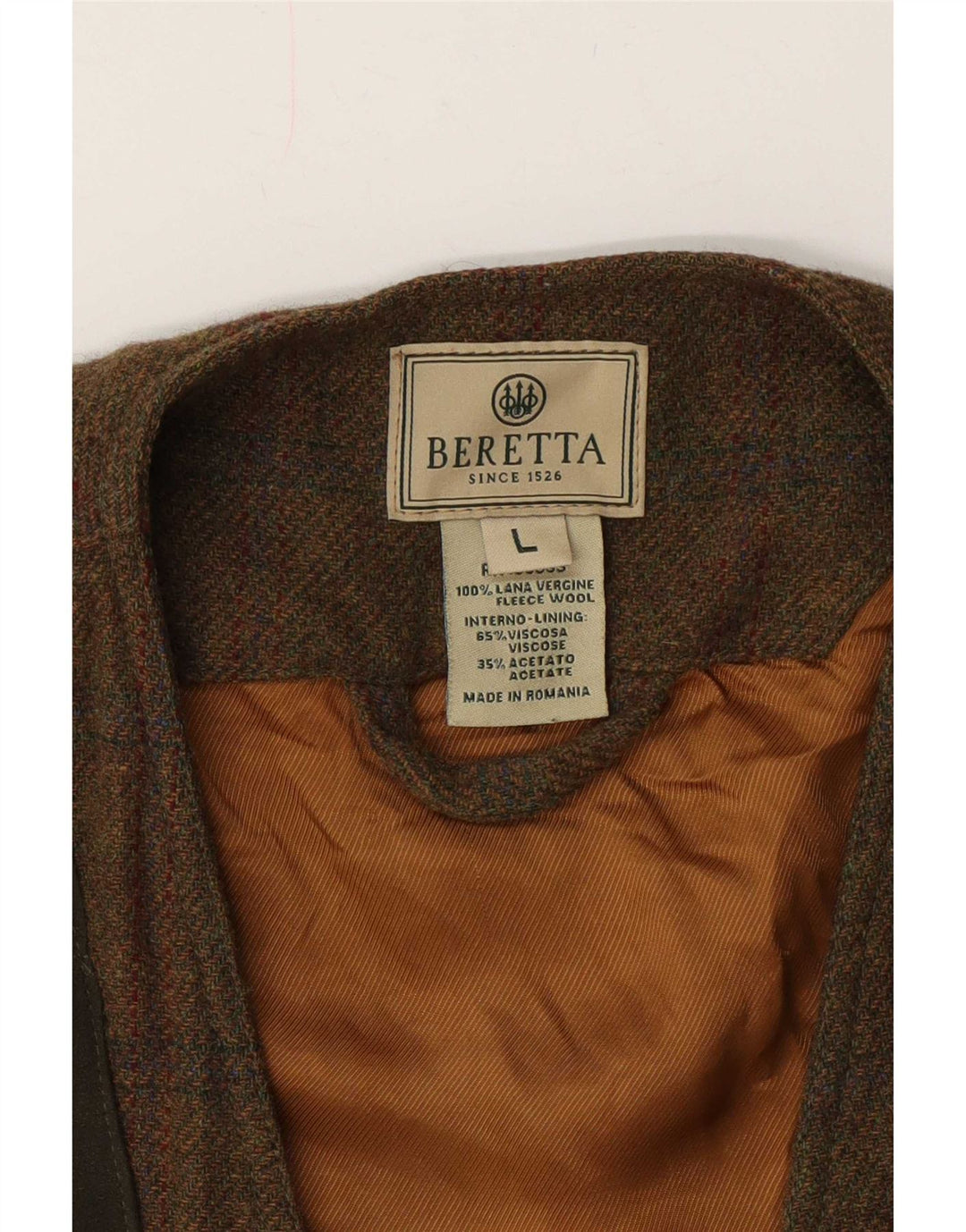 Męska kamizelka Beretta UK 40, duża, khaki, z dziewiczej wełny w kratkę