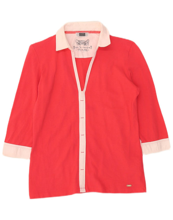 Perte by Krizia Womens 3/4 Sleeve Blouse Top UK 12 Medium Red Colourblock