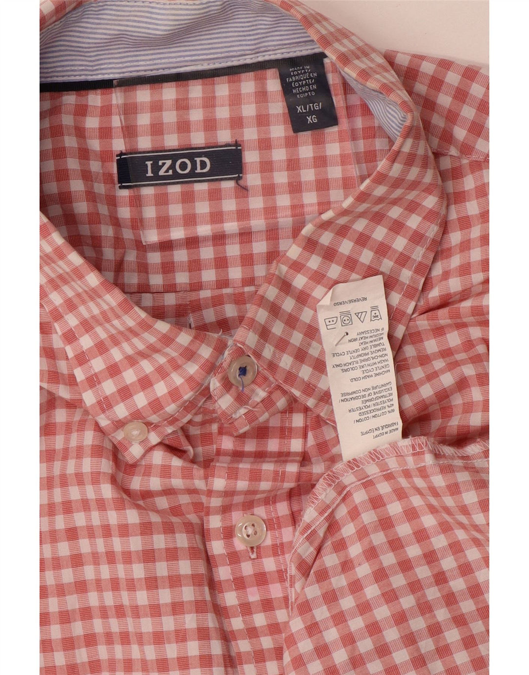 IZOD Mens Shirt XL Pink Gingham Cotton