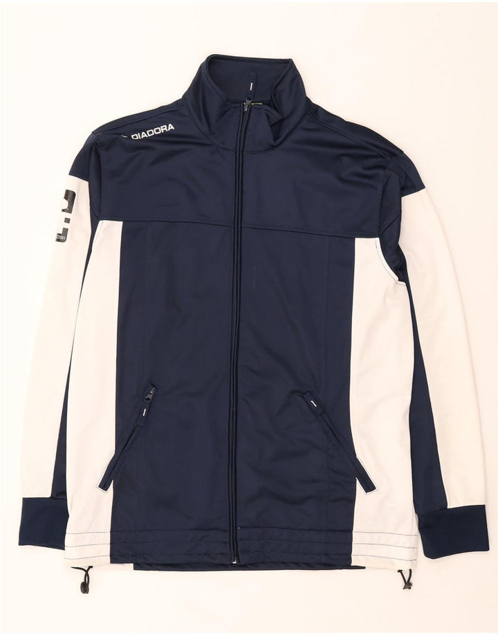 DIADORA Mens Tracksuit Top Jacket XL Navy Blue Colourblock Polyester