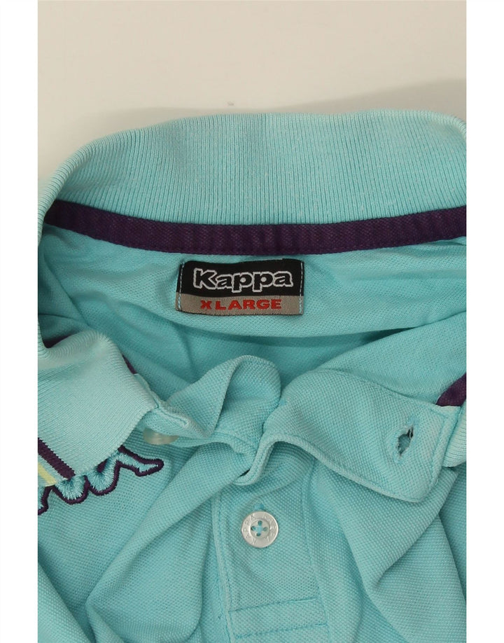 KAPPA Mens Polo Shirt XL Turquoise Striped