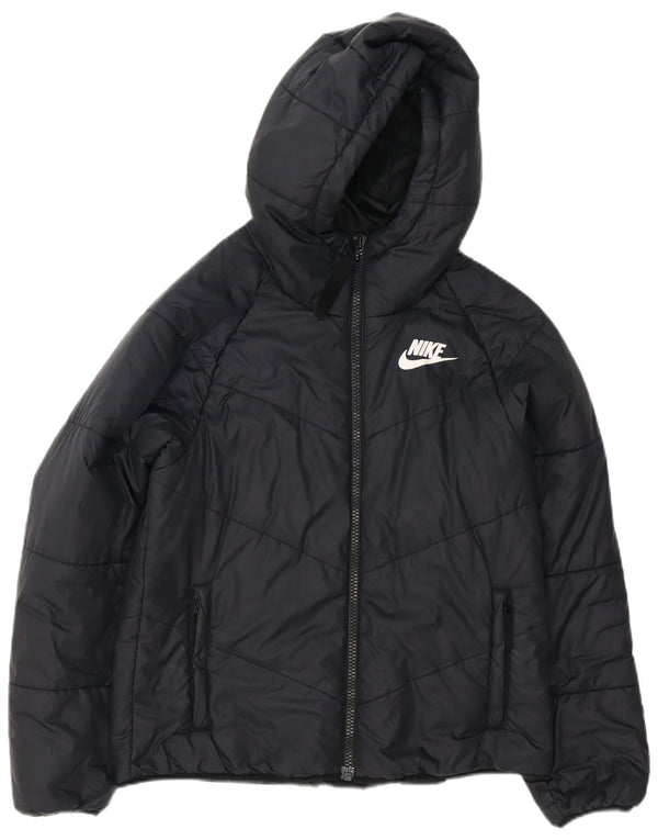 Nike Chaqueta acolchada extragrande con capucha para mujer UK 10 Small Poliéster negro