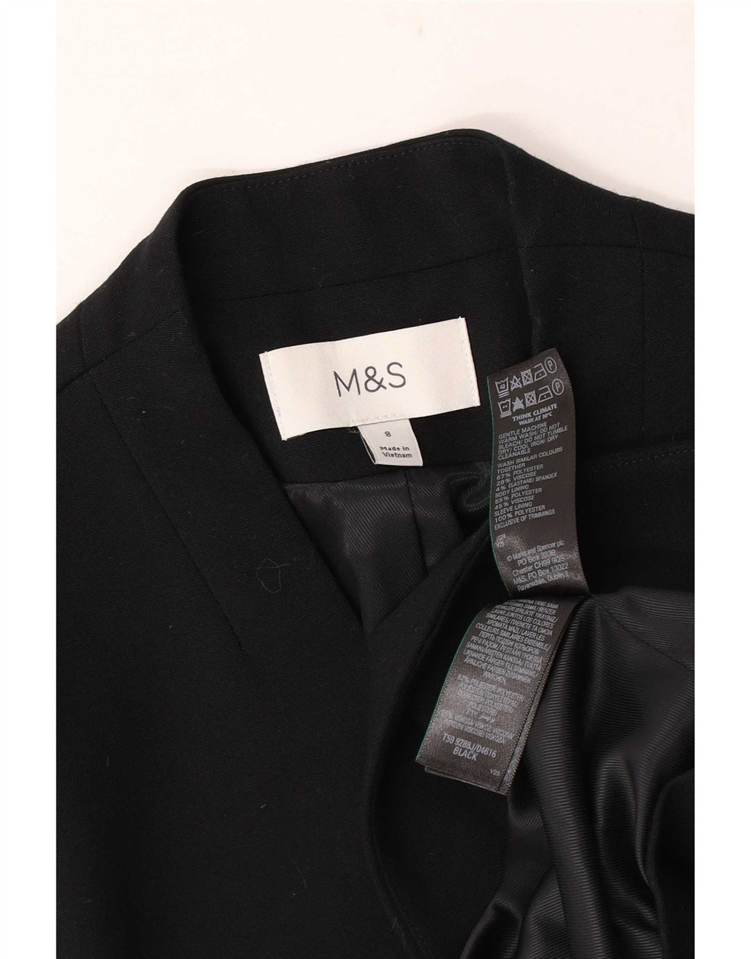 Marks & Spencer Chaqueta tipo blazer abierta para mujer UK 8 Small Poliéster negro