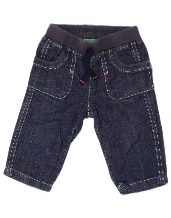 Benetton Pantaloncini Jeans Bambina 3-6 Mesi W18 Blu Navy Cotone