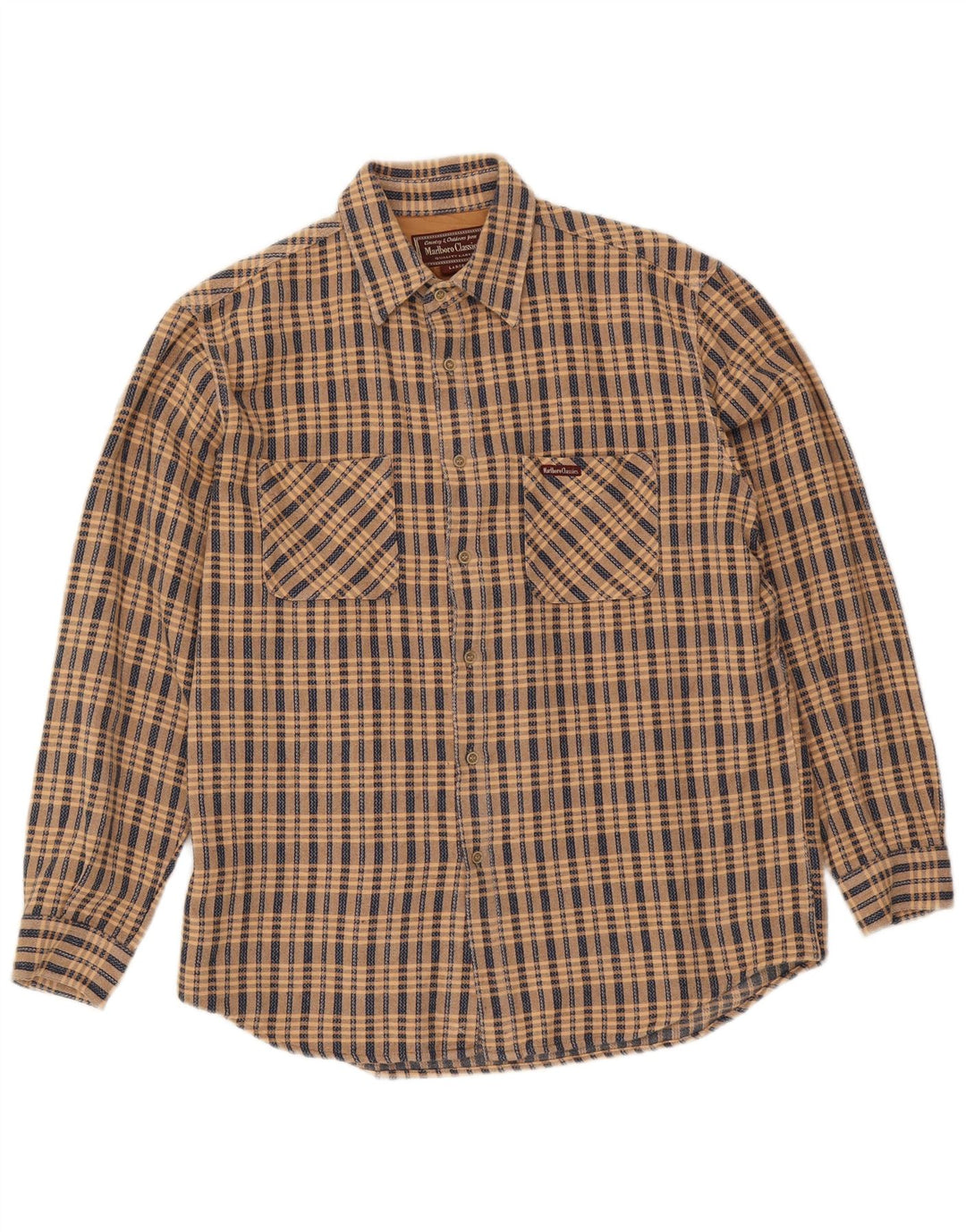 Marlboro Classics Flannelskjorte til mænd Stor beige ternet bomuld