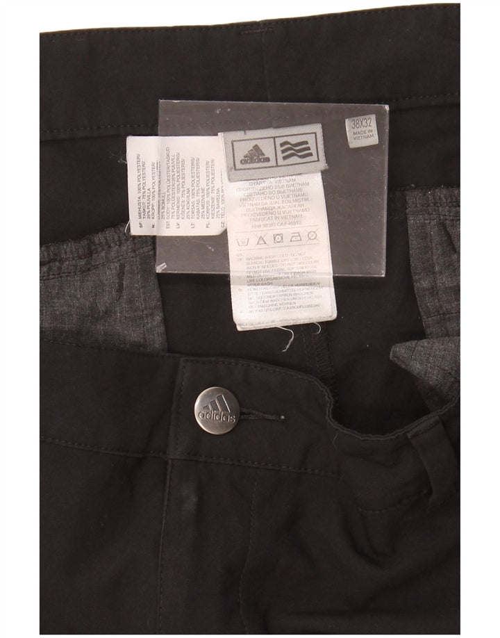 ADIDAS Mens Slim Chino Trousers W38 L32 Black Polyester