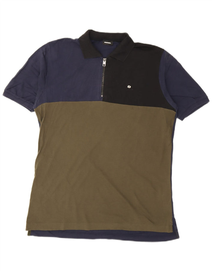 Diesel Mens Polo Shirt XL Multicoloured Colourblock Cotton