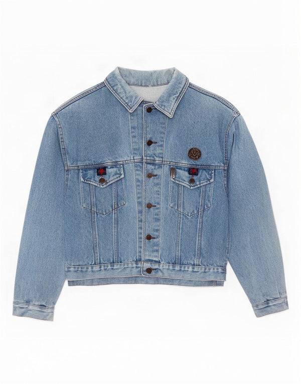 Vintage Damen Übergroße Jeansjacke UK 14 Mittelblaue Baumwolle