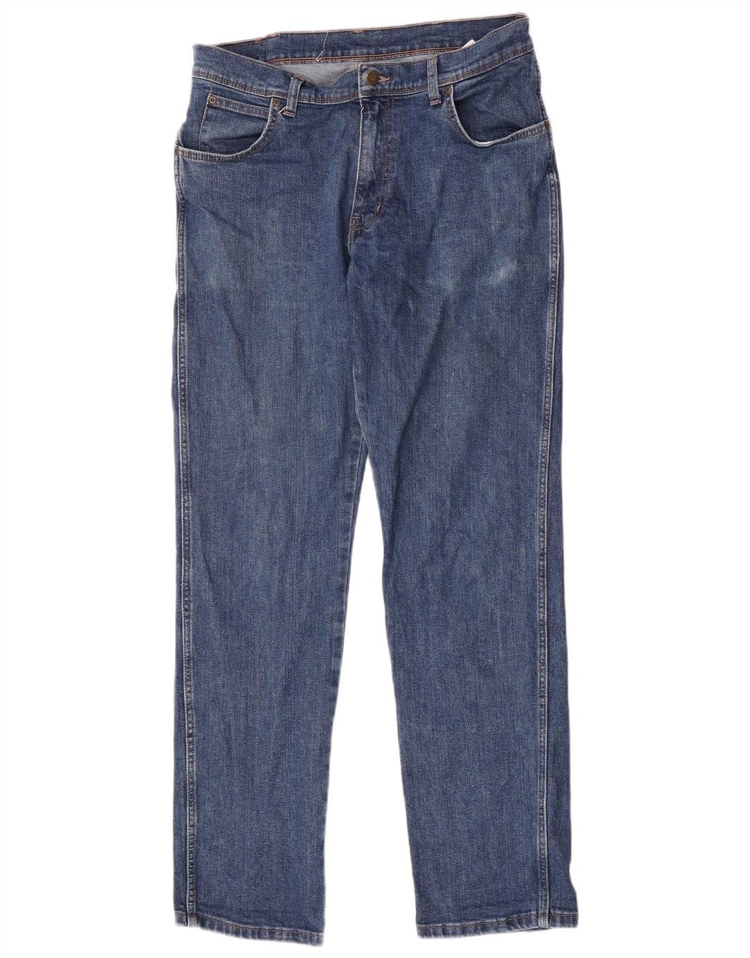 Wrangler Mens Regular Fit Straight Jeans W34 L34 Blue Cotton
