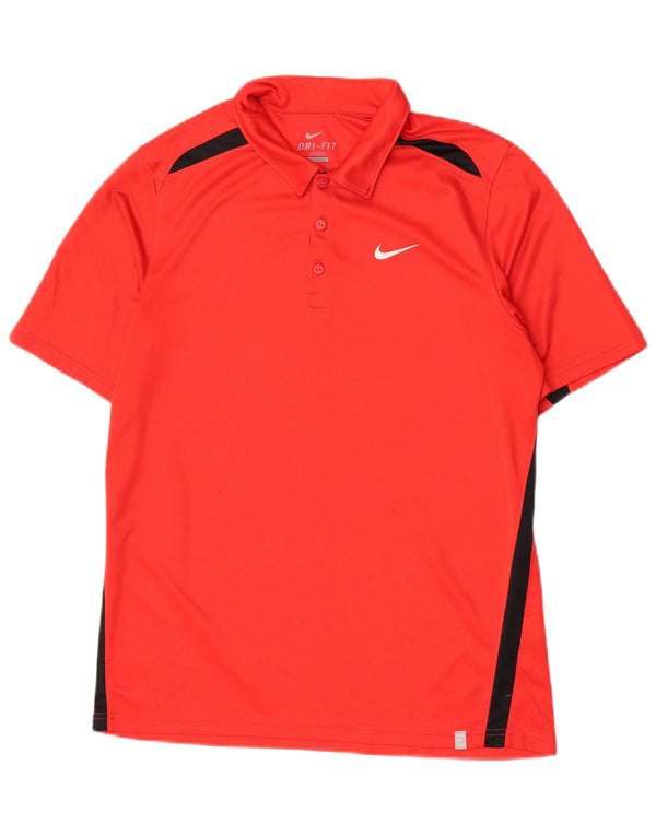 Nike Mens Dri Fit Polo Shirt Medium Red Colourblock Polyester