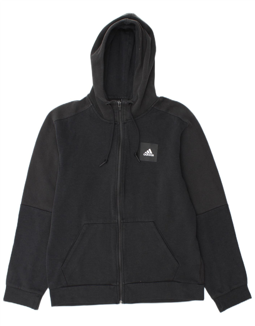Adidas Mens Zip Hoodie Sweater Medium Black Cotton