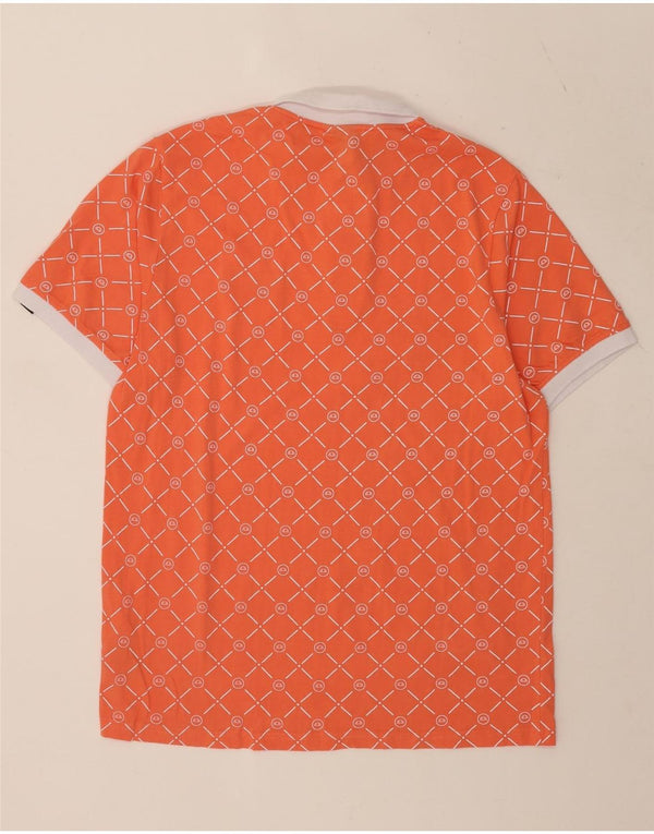Ellesse Mens Rugby Polo Shirt XL Orange Geometric Cotton