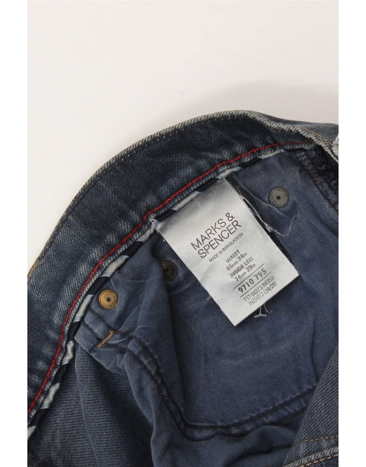 Marks & Spencer Womens Straight Jeans W34 L25 Blue Cotton