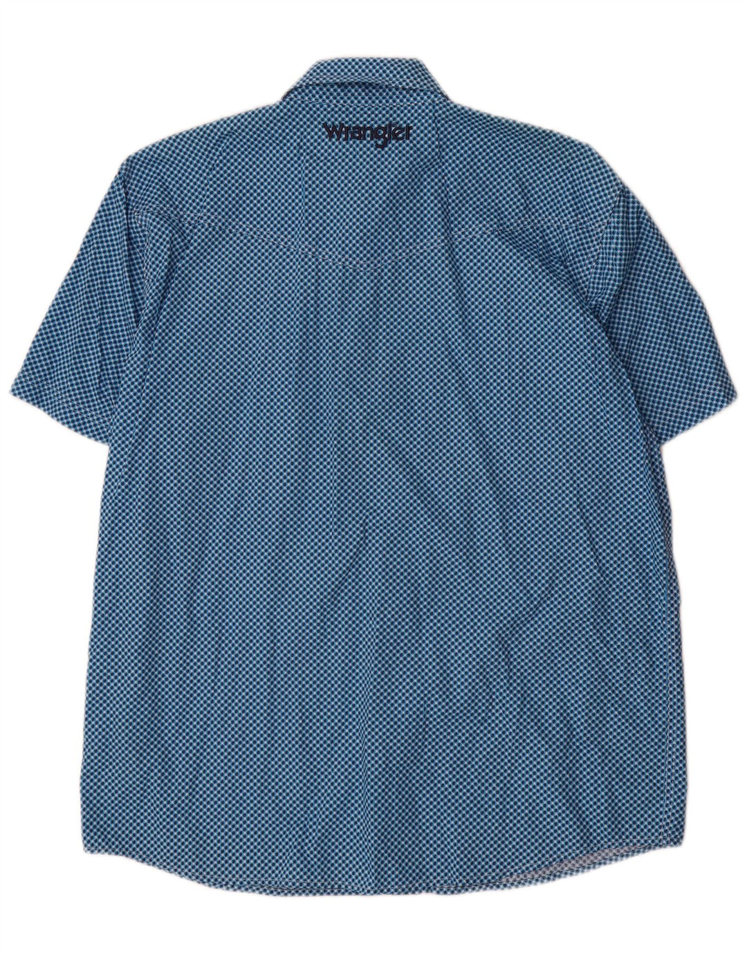 Wrangler Mens Short Sleeve Shirt Large Blue Geometric Cotton