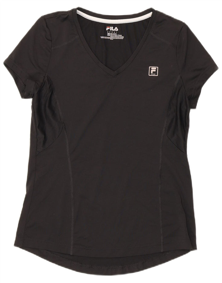 Fila Womens T-Shirt Top UK 6 XS Black Polyester