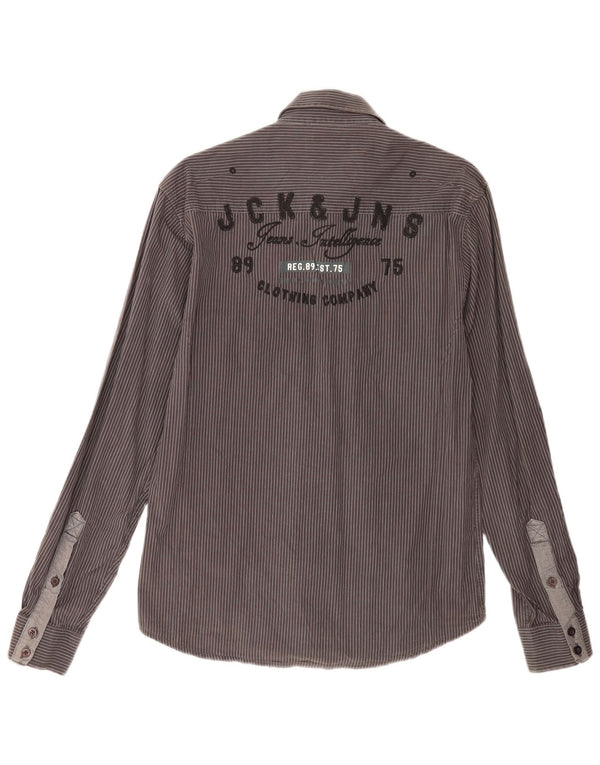 Camicia grafica da uomo Jack & Jones in cotone gessato nero medio