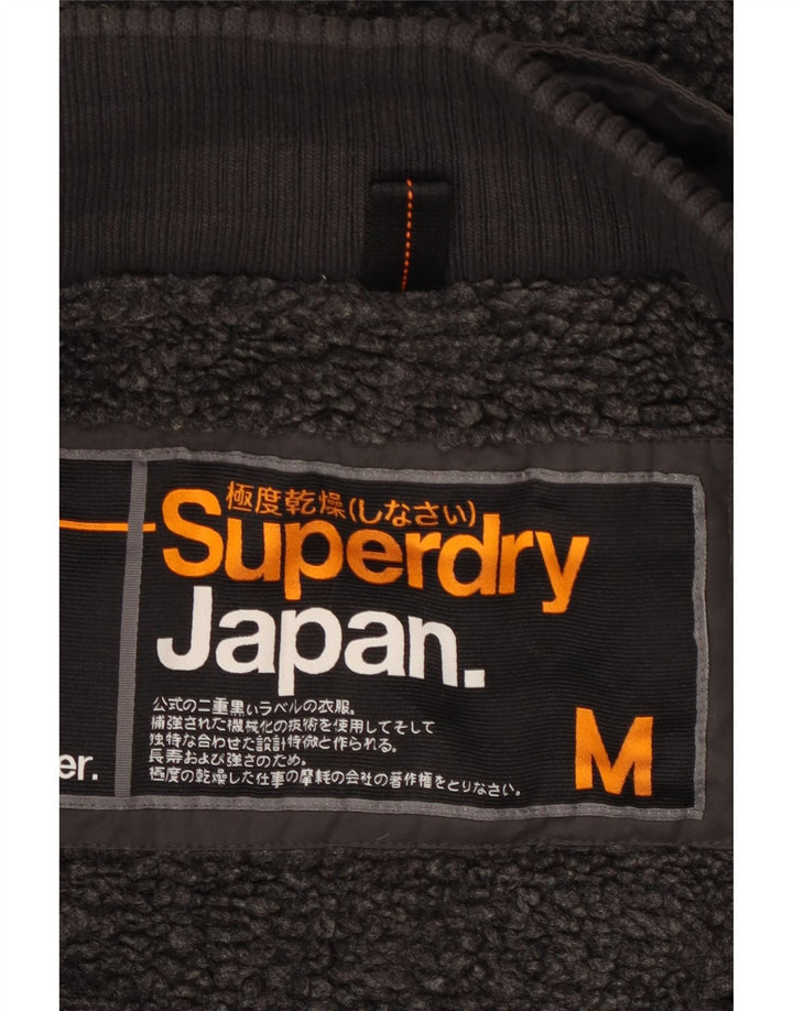 Superdry Mens Graphic Hooded Parka Jacket UK 38 Medium Grey Polyester