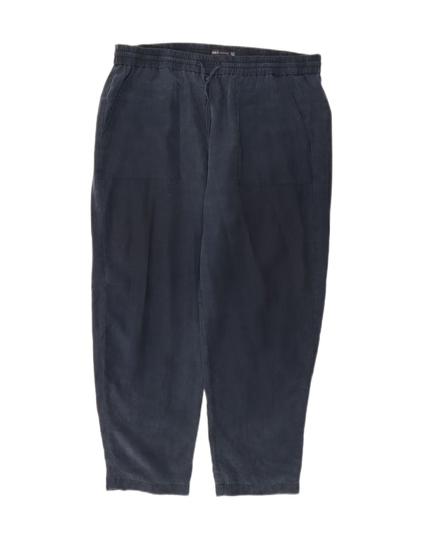 Marks & Spencer Womens High Waist Chino Trousers UK 18 XL W38 L26 Navy Blue