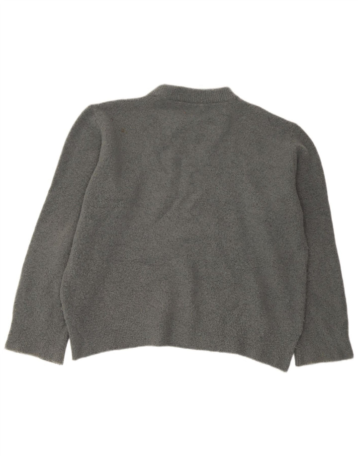 Zara Womens Oversized Crew Neck Jumper Sweater UK 14 Medium Grey Acrylic