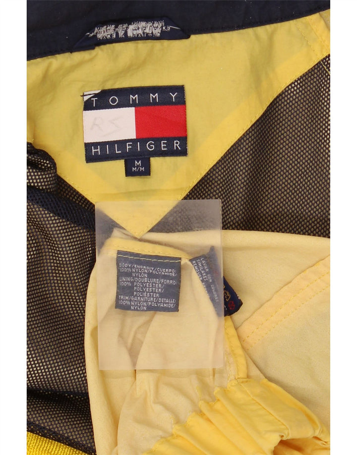 Tommy Hilfiger Mens Hooded Rain Jacket UK 38 Medium Yellow Nylon
