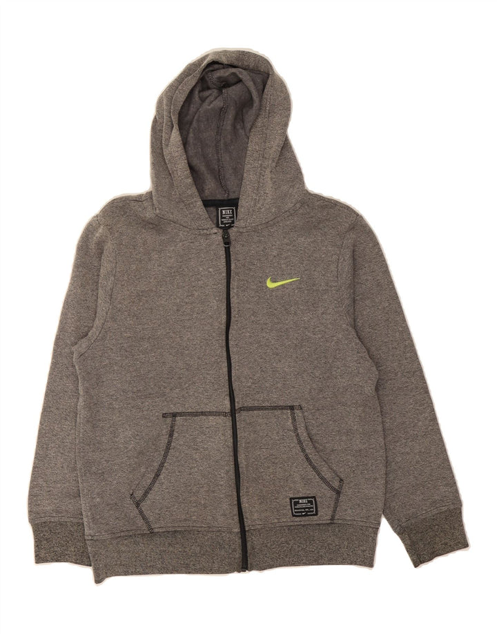NIKE Boys Zip Hoodie Sweater 12-13 Years Large Grey Cotton Vintage Nike and Second-Hand Nike from Messina Hembry 