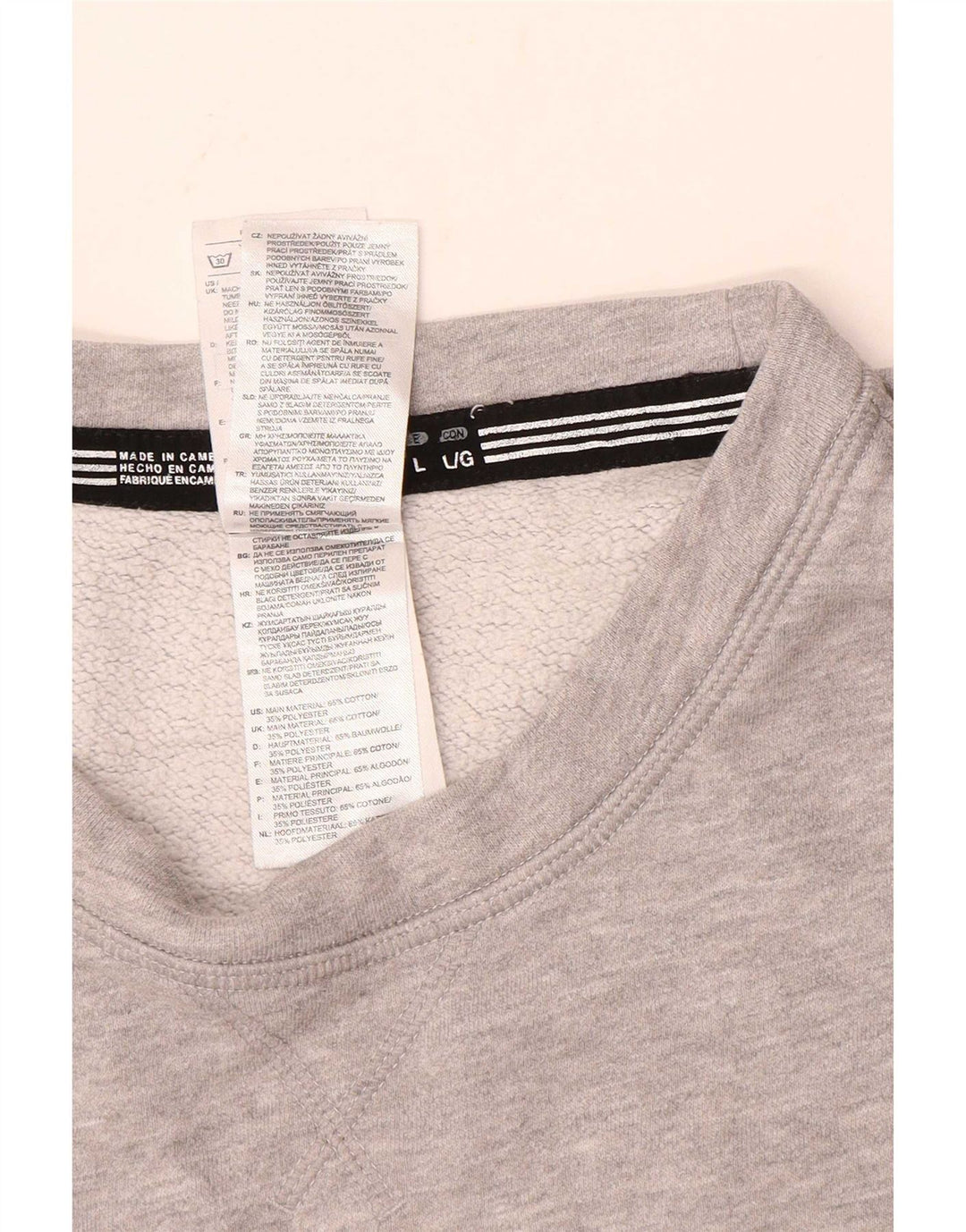 Felpa grafica da uomo Adidas Maglione grande in cotone grigio