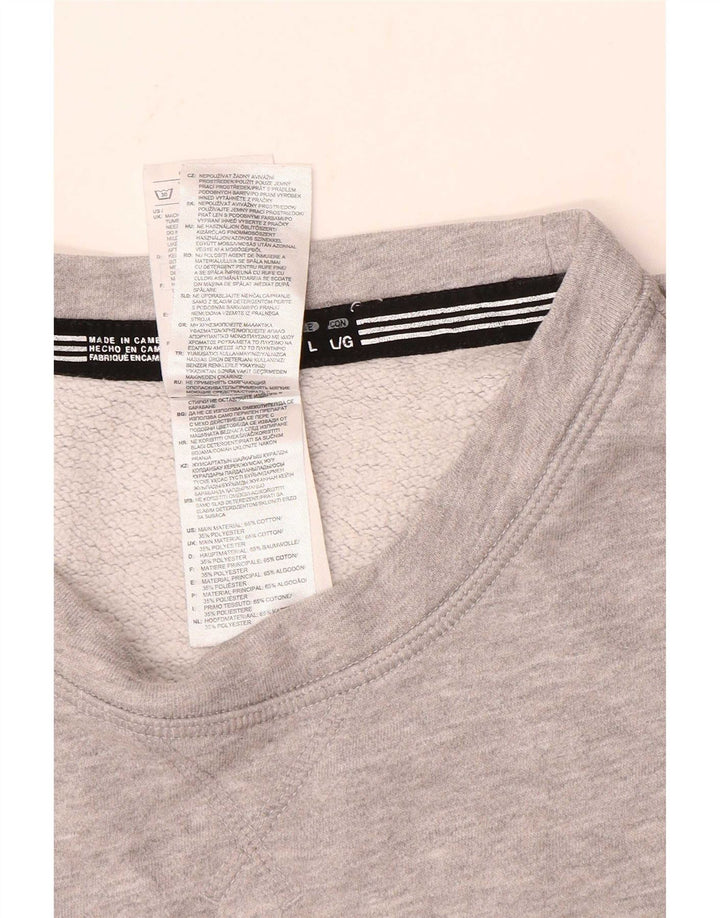 Felpa grafica da uomo Adidas Maglione grande in cotone grigio