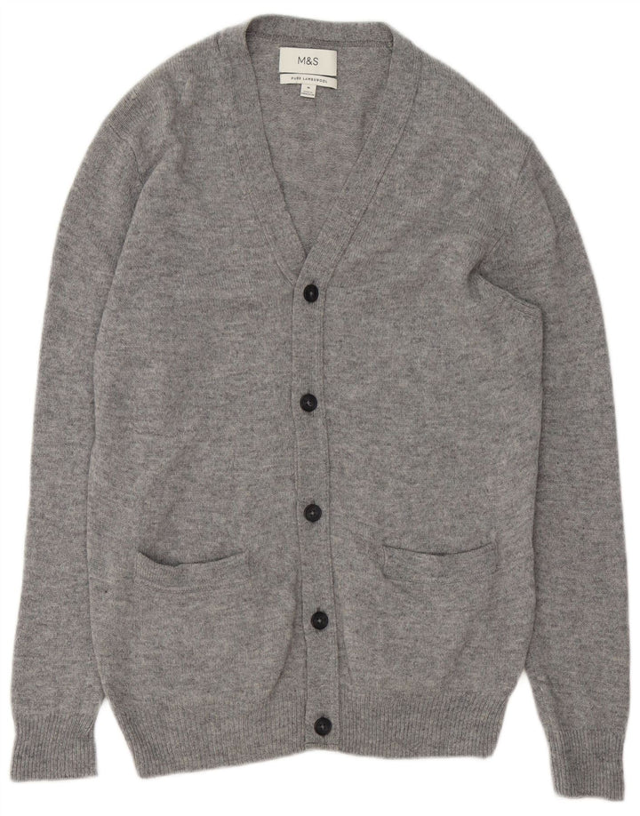 MARKS & SPENCER Herre cardigan sweater Medium Grey Flecked Lammeuld