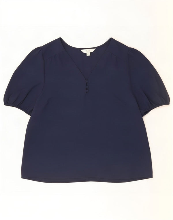 Top camicetta da donna Marks & Spencer UK 14 poliestere blu navy medio