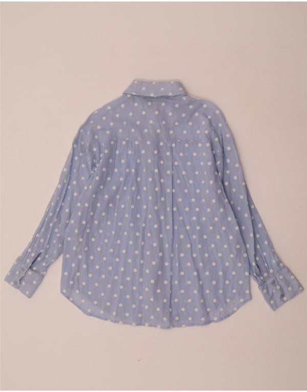 Zara Mujer Camisa UK 10 Small Azul Lunares Poliéster