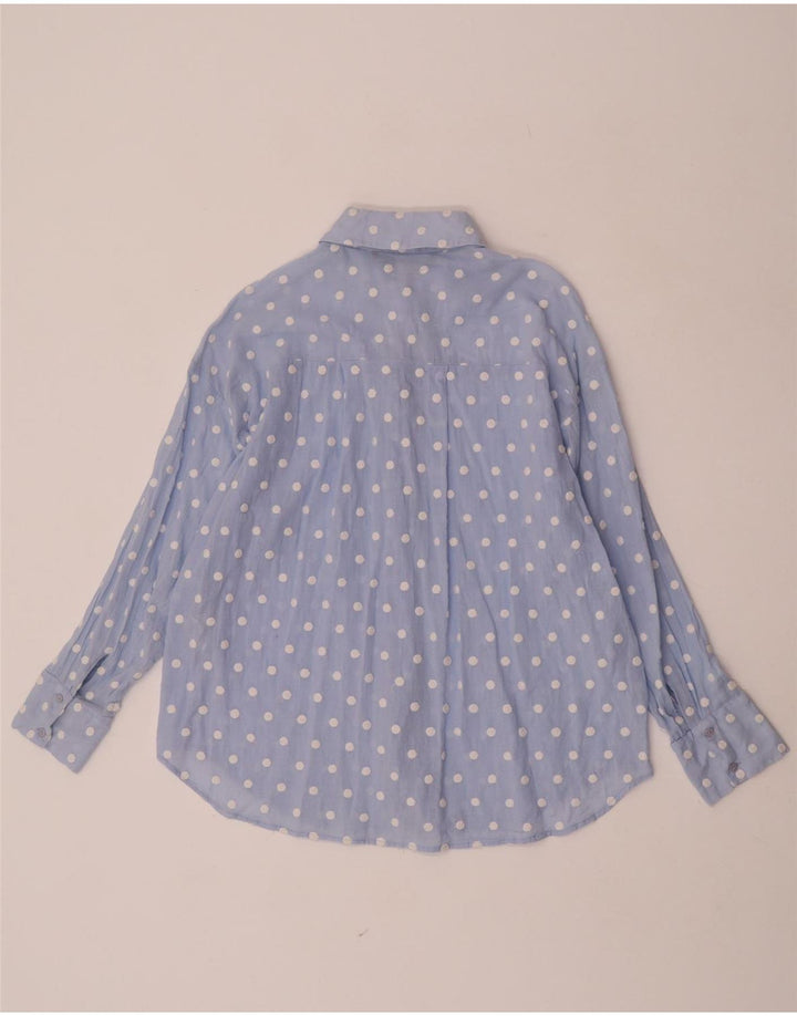 Zara Womens Shirt UK 10 Small Blue Polka Dot Polyester