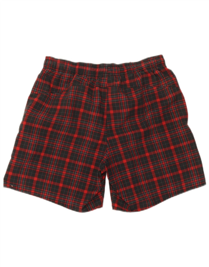 Adidas Mens Sport Shorts Pequeno Poliéster Xadrez Vermelho