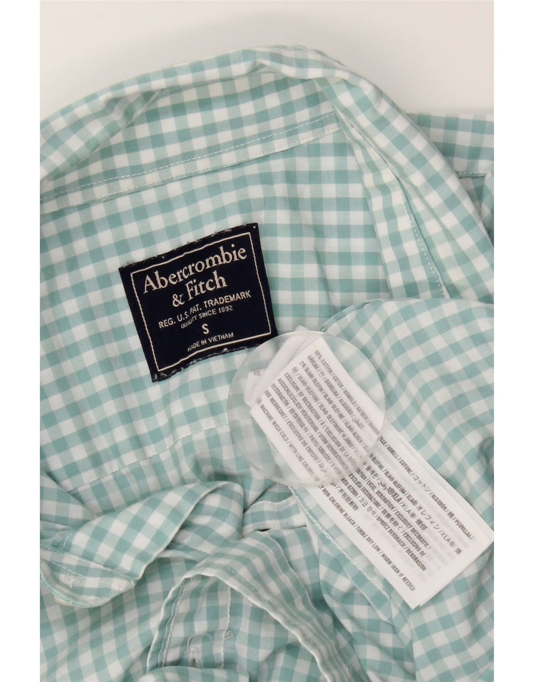 Abercrombie & Fitch Mens Shirt Small Green Gingham Cotton