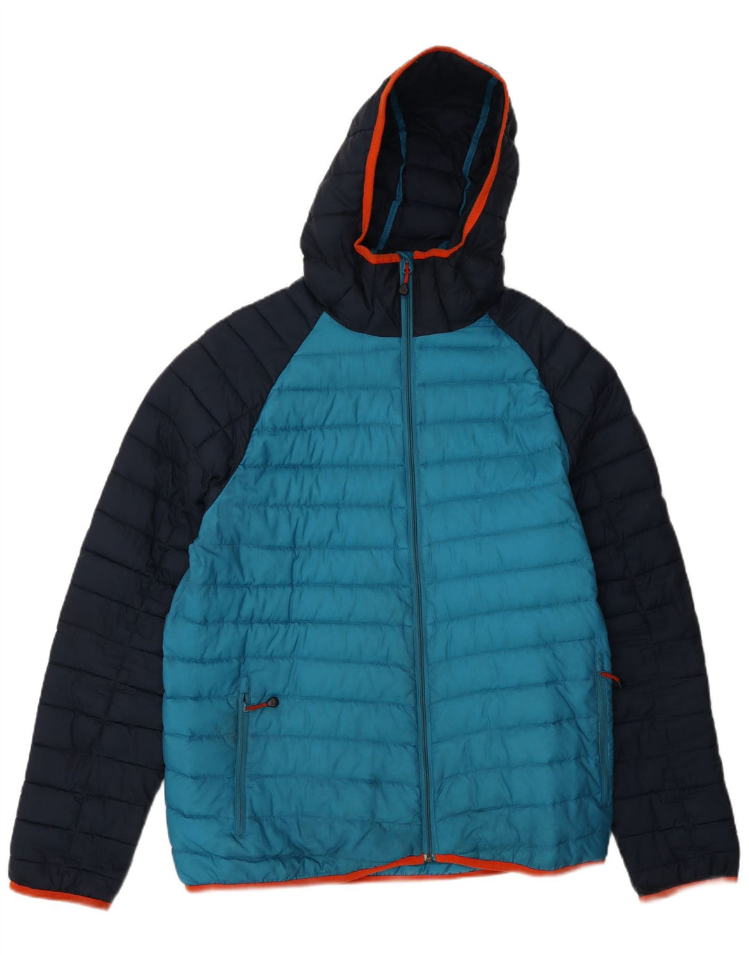 Jack Wolfskin Mens Hooded Padded Jacket UK 36/38 Medium Blue Colourblock