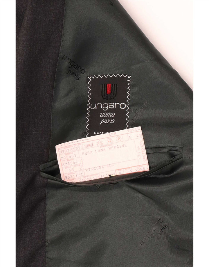 Giacca Blazer Doppiopetto Uomo Ungaro IT 50 Large Grigio Lana Vergine