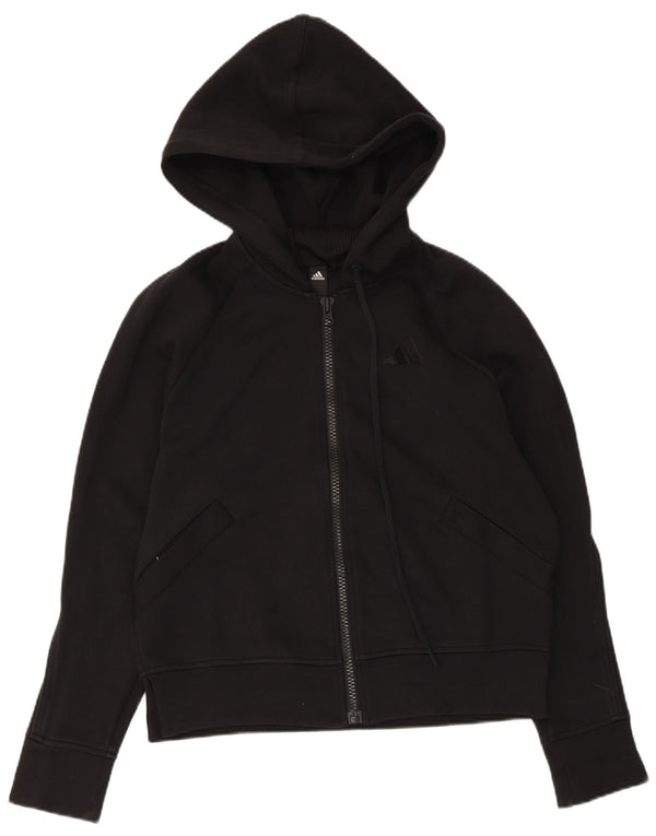 Adidas hættetrøje med lynlås til kvinder UK 12/14 Medium Sort bomuld