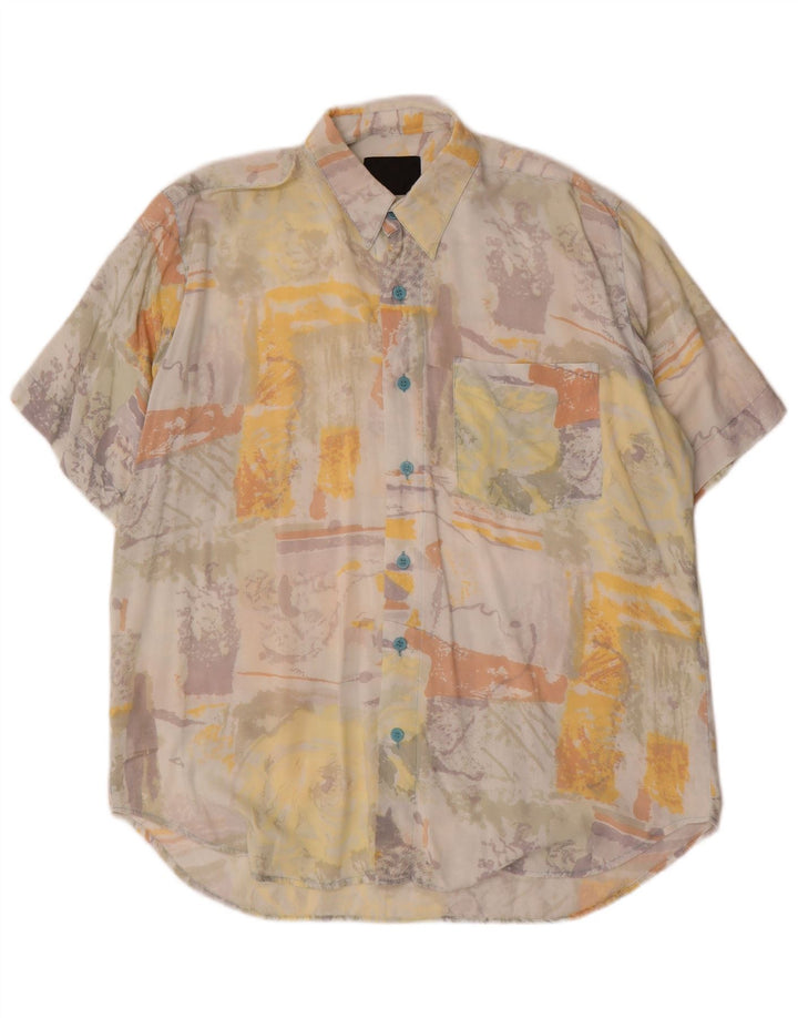 Cămașă cu mânecă scurtă cu model abstract pentru bărbați de epocă, mare, multicoloră