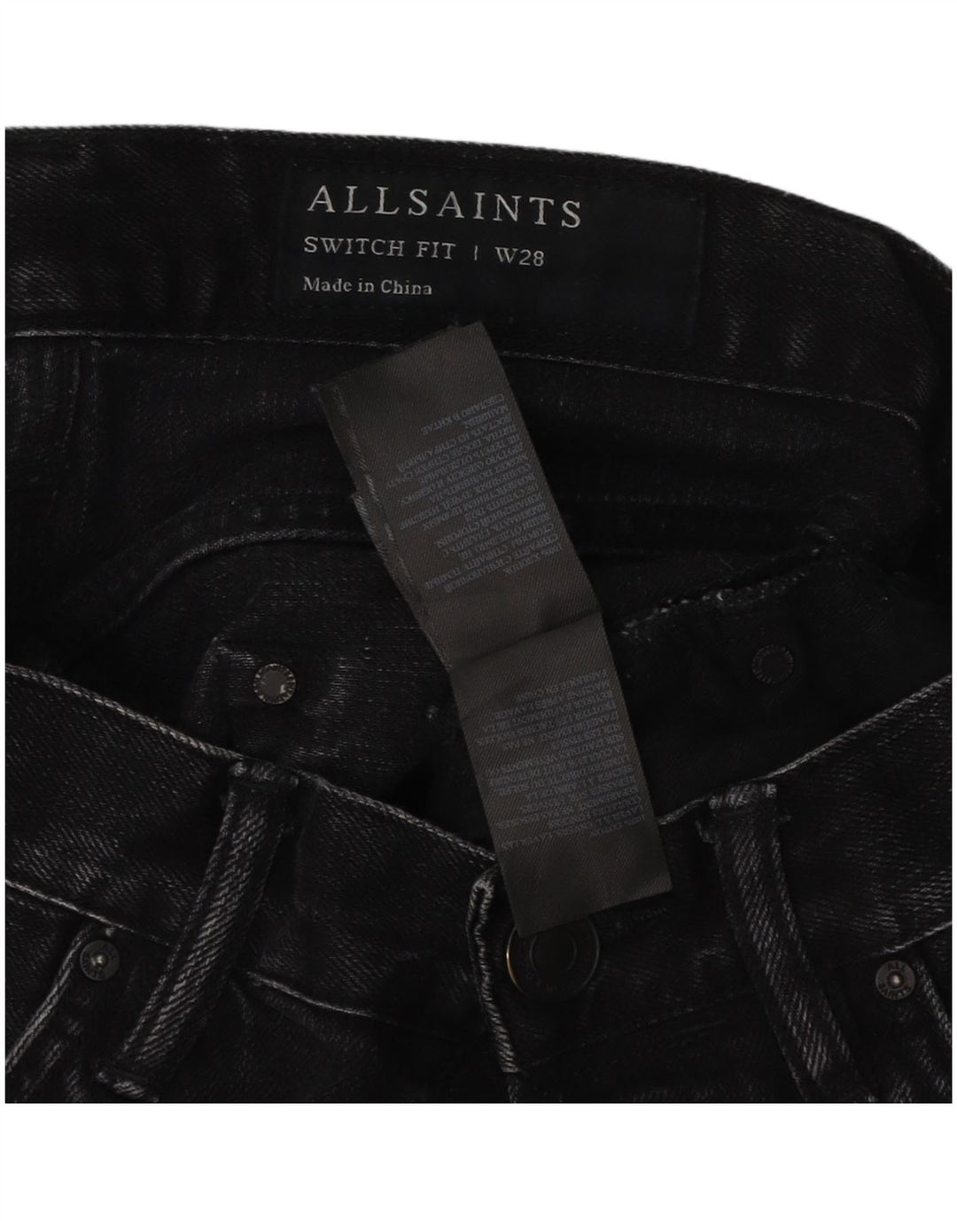 All Saints Mens Switch Fit Denim Shorts W28 Medium Black Cotton