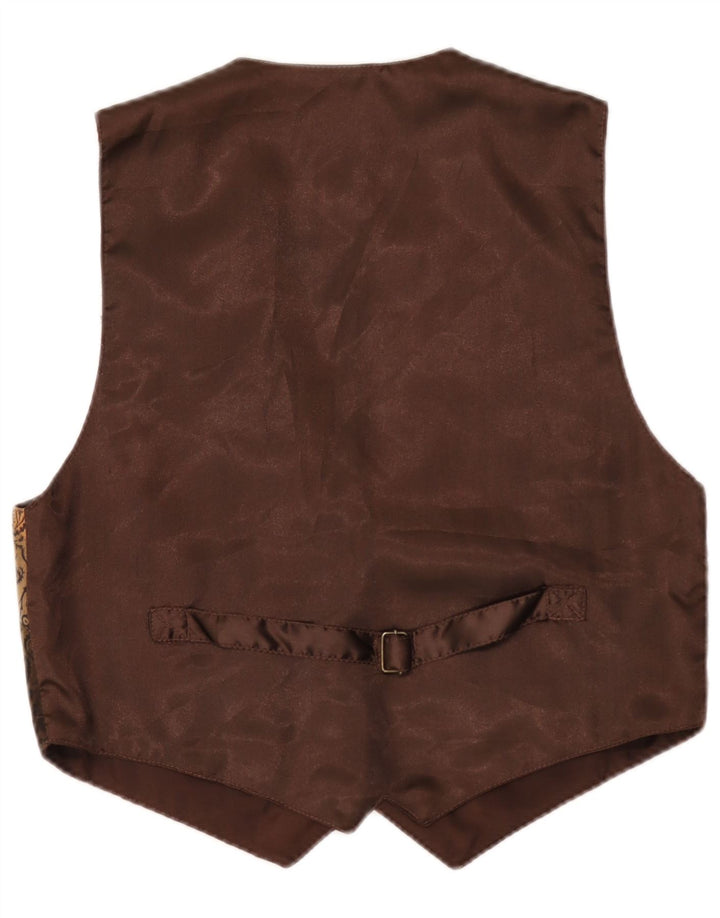 Vintage Mens Waistcoat Large Brown Paisley Leather