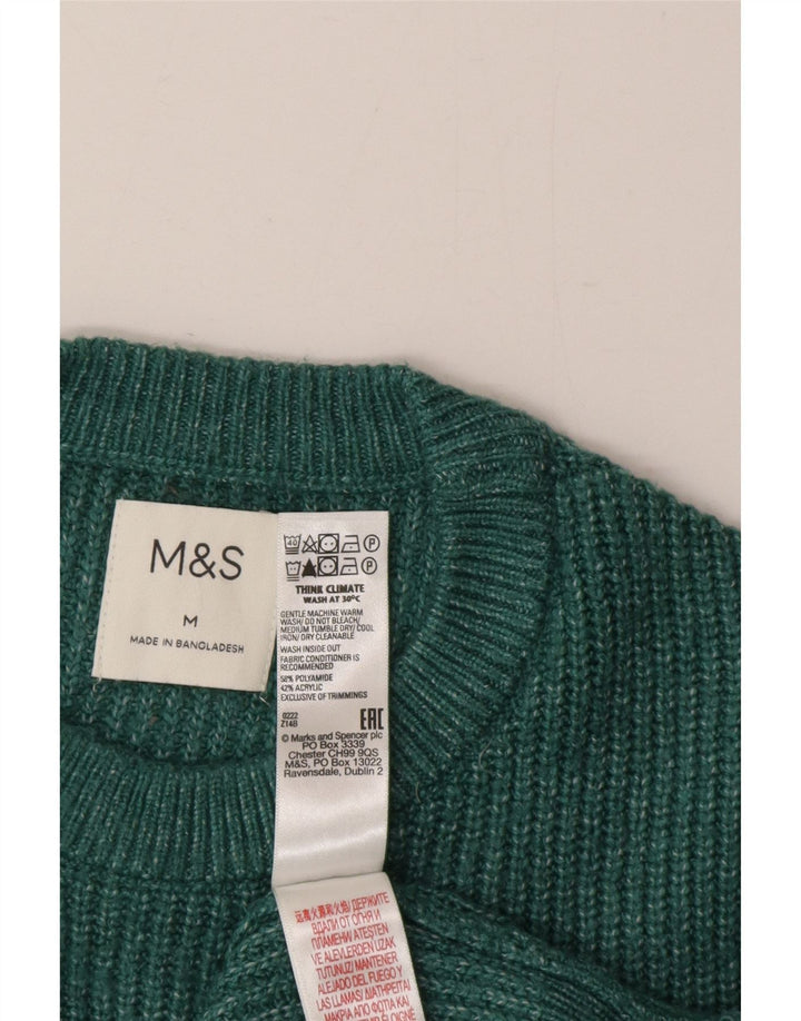 Marks & Spencer Herren-Pullover mit Rundhalsausschnitt, mittelgrün, Polyester