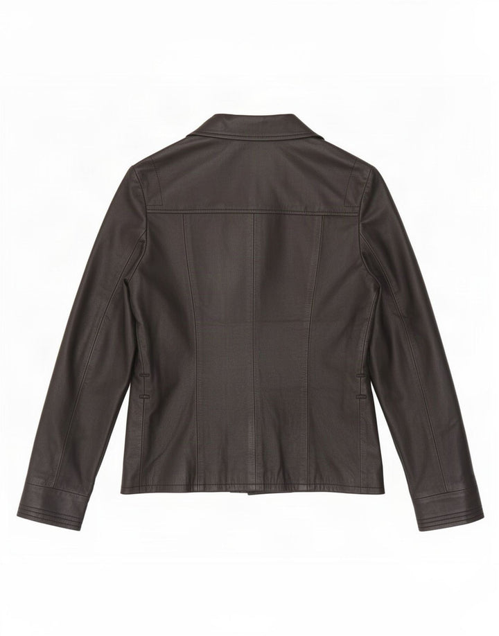 Settore Veste blazer en cuir à 3 boutons pour femme UK 12 Noir moyen