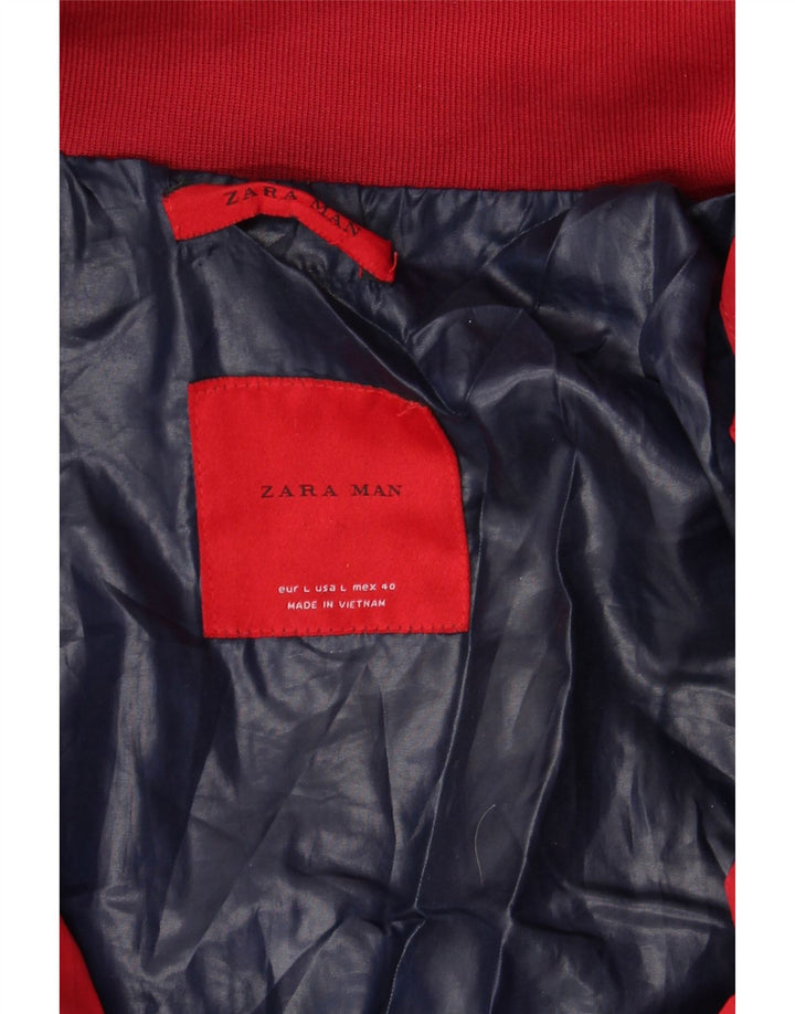 ZARA Mens Padded Jacket UK 40 Large Red Polyester