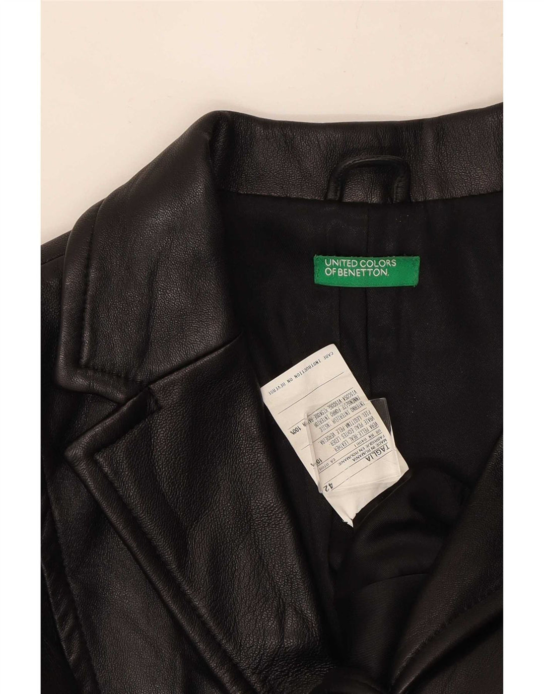 Giacca Blazer in Pelle da Donna a 3 Bottoni Benetton IT 42 Media Pelle Nera